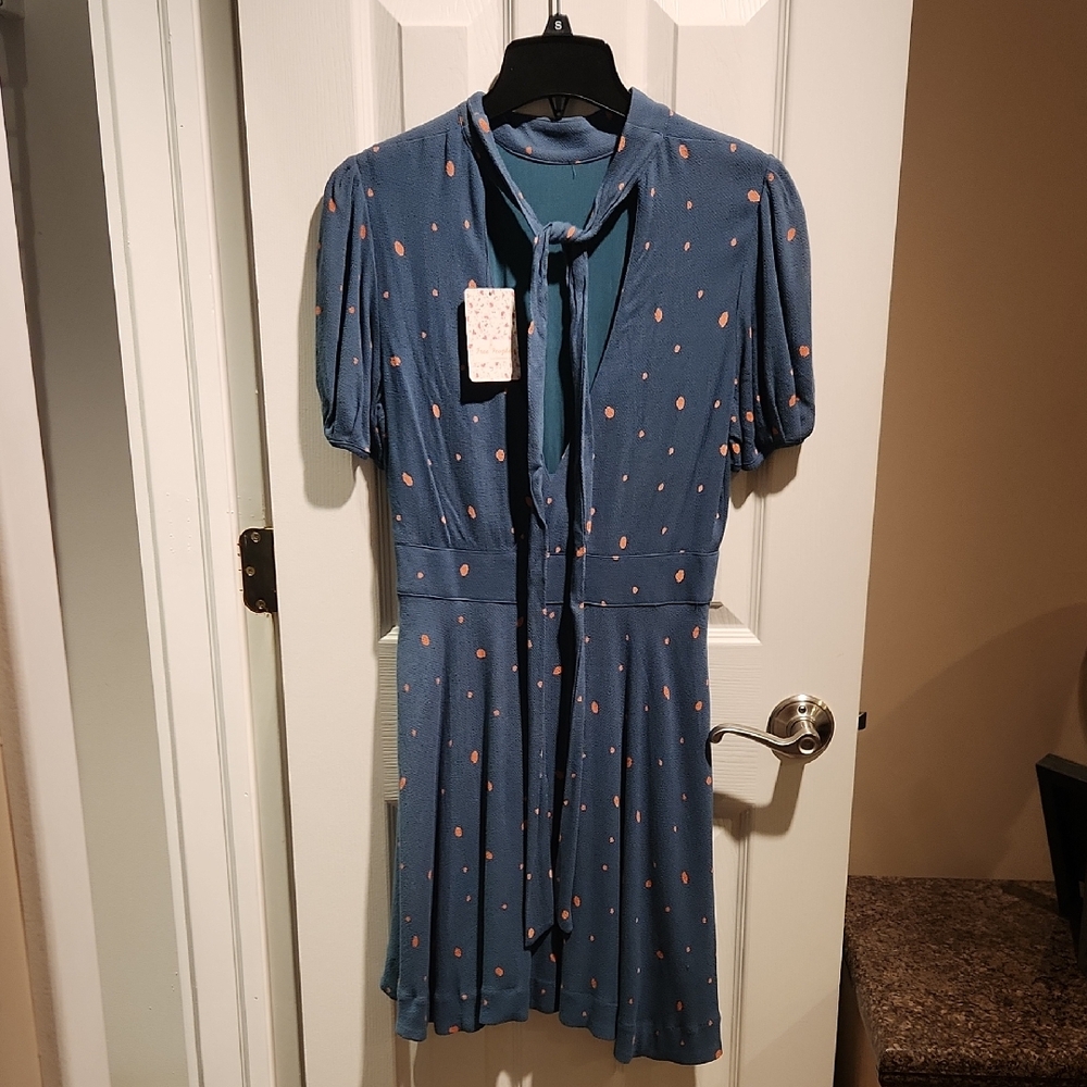 Free People Green Dress with Orange Dots